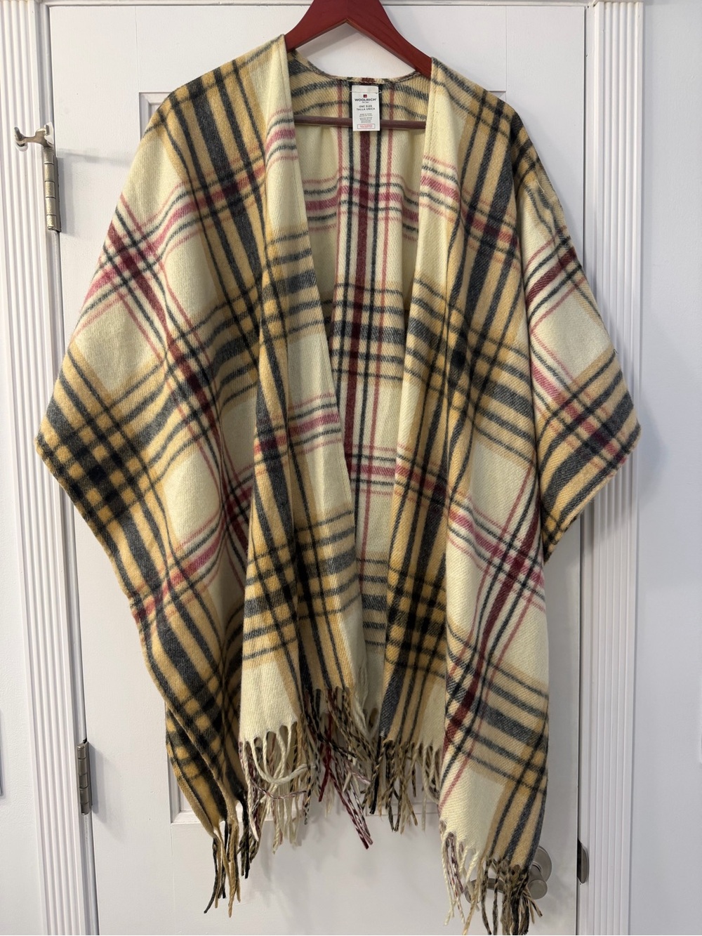 Woolrich Plaid Scarf in Cream, Brown and Burgundy